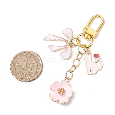 Flower & Bowknot & Cat Alloy Enamel Pendant Decorations HJEW-JM04294-01-1