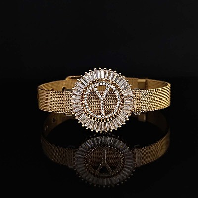Brass Micro Pave Clear Cubic Zirconia Bangles for Women FS-WGA7409-11-1