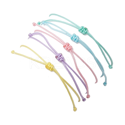 6mm Round Gemstone & Acrylic Enamel Heart Braided Bead Bracelets for Women BJEW-JB10773-1
