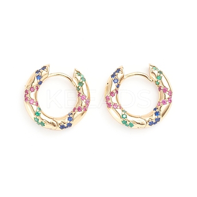 Brass Micro Pave Cubic Zirconia Huggie Hoop Earrings EJEW-G274-11G-1