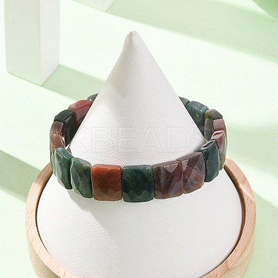 Natural Indian Agate Beaded Stretch Bracelets for Unisex G-K303-02B-1