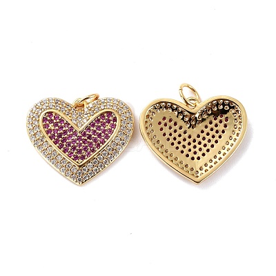 Brass Micro Pave Cubic Zirconia Pendants ZIRC-P092-040G-RS-1