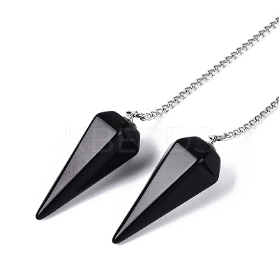 Natural Obsidian Dowsing Pendulum Pendants AJEW-N005-01G-1
