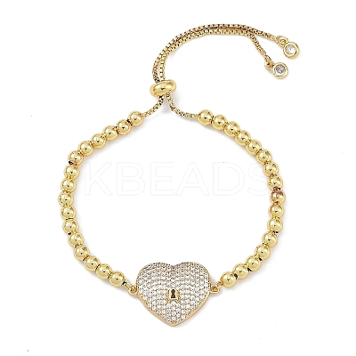 Rack Plating Brass Micro Pave Cubic Zirconia Silder Bracelets BJEW-P341-03G-1