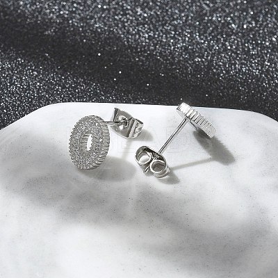 304 Stainless Steel Micro Pave Clear Cubic Zirconia Stud Earrings STAS-Z107-01P-03-1