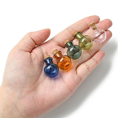 10Pcs 5 Colors Round Glass Cork Bottles Ornament GLAA-FS0001-73-1
