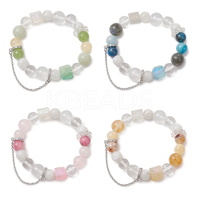 Natural Miexed Gemstome Beaded Stretch Bracelets for Women BJEW-TA00739-1