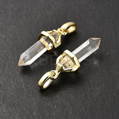 Natural Quartz Crystal Double Terminal Pointed Pendant G-H097-01G-02-1