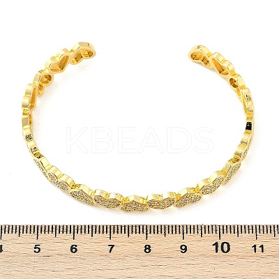 Sparkling Heart Cubic Zirconia Cuff Bangle BJEW-D448-15G-RS-1