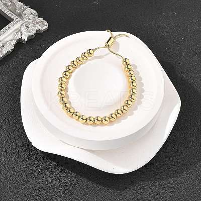 Rack Plating Brass Round Beaded Slider Bracelet for Women BJEW-B066-01A-01-1