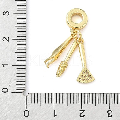 Brass Micro Pave Clear Cubic Zirconia Dentist European Dangle Charms KK-Z120-55G-01-1