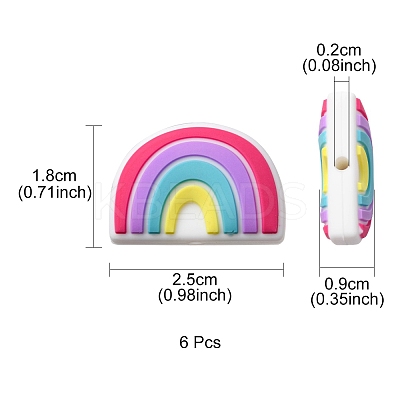 6Pcs Food Grade Eco-Friendly Silicone Focal Beads SIL-YW0001-04E-1