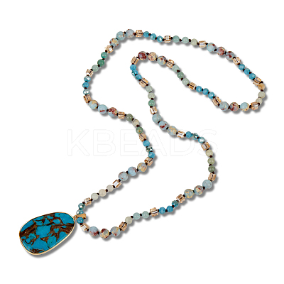 Dyed Synthetic Imperial Jasper Teardrop Pendant Necklaces NJEW-WH20816-003-1