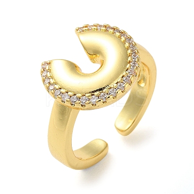 Rack Plating Brass Micro Pave Cubic Zirconia Open Cuff Rings RJEW-K266-07B-G-1