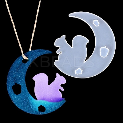DIY Animal on the Crescent Moon Big Pendant Silhouette Silicone Molds DIY-F125-05-1