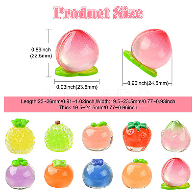10Pcs 10 Styles Fruit Transparent Resin Cabochons RESI-CJ0004-83-1