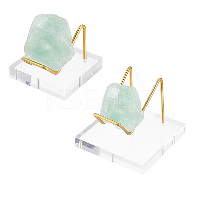 2Pcs 2 Style Brass Crystal Mineral Display Easels ODIS-FG0001-46-1