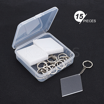 DIY Rhombus with Angle Acrylic Blank Pendant Keychain Making Kits DIY-BC0001-63A-1