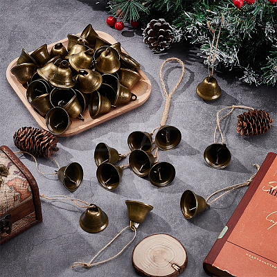 50Pcs Iron Bell Pendants IFIN-UN0001-21-1