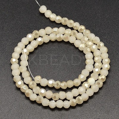 Faceted(32 Facets) Round Half Rainbow Plated Imitation Jade Electroplate Glass Beads Strands EGLA-J130-HR04-1