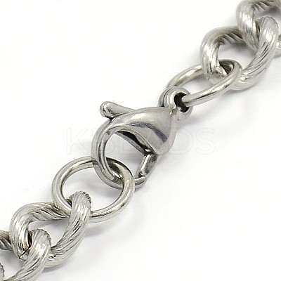 Tarnish Resistant 304 Stainless Steel Curb Chain/Twisted Chain Bracelets STAS-A028-B143P-1
