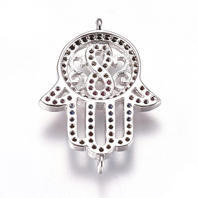 Brass Micro Pave Cubic Zirconia Links ZIRC-F087-07P-RS-1