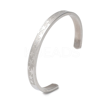 Non-Tarnish 304 Stainless Steel Star Cuff Bangles BJEW-F464-P-01-1