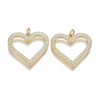 Brass Micro Pave Clear Cubic Zirconia Pendants ZIRC-A011-14G-1