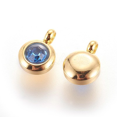 304 Stainless Steel Rhinestone Charms STAS-P237-10G-02-1