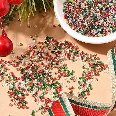 4 Colors 11/0 Christmas MIYUKI Round Rocailles Seed Beads SEED-X0058-18-1