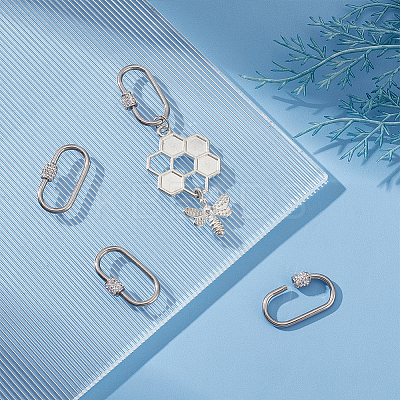 4Pcs 304 Stainless Steel Screw Carabiner Lock Charms STAS-UN0060-16-1