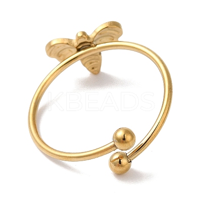 Ion Plating(IP) 304 Stainless Steel Bee Open Cuff Rings for Women LS-RJEW-18.0-06G-1