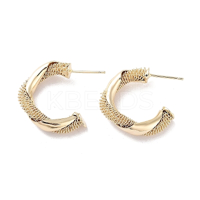 Twist Ring Brass Stud Earrings EJEW-F332-03G-1