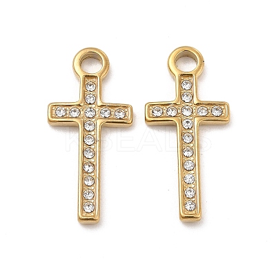 PVD Vacuum Plating 201 Stainless Steel with Rhinestone Pendants STAS-J401-VC1003-1