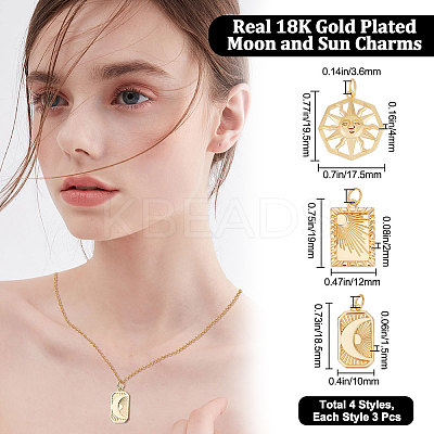 9Pcs 3 Style Rack Plating Brass Pendants KK-BBC0004-73-1