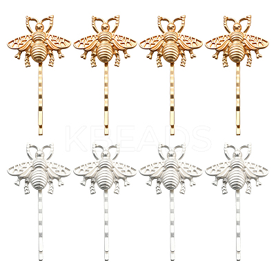 8Pcs 2 Colors Iron & Alloy Hair Bobby Pins PHAR-HY0001-10-1