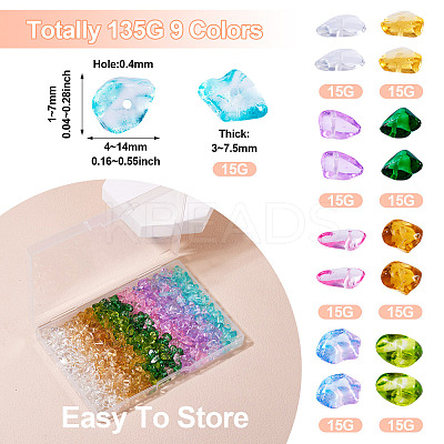 135G 9 Colors Spray Painted Transparent Glass Beads GLAA-TA0002-71-1