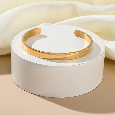 304 Stainless Steel Plain Cuff Bangles for Women BJEW-P344-01A-G-1