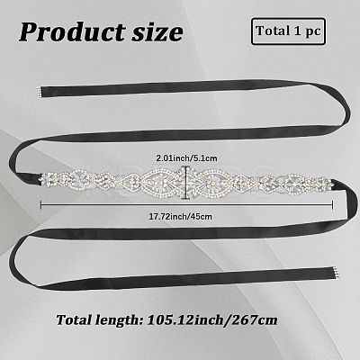 Flower Full Crystal Rhinestone Handmade Bridal Belts for Wedding Dresses AJEW-WH20006-233B-01-1