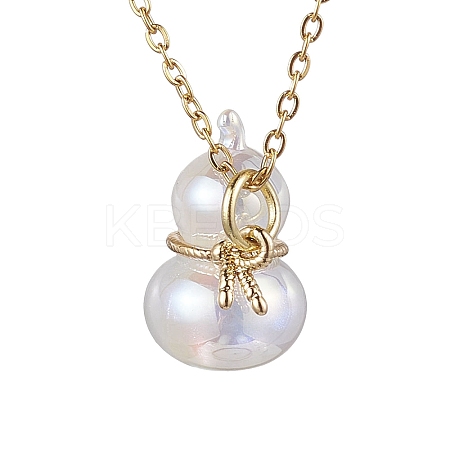 304 Stainless Steel and Acrylic Imitation Shell Pendant Necklaces NJEW-JN04706-1