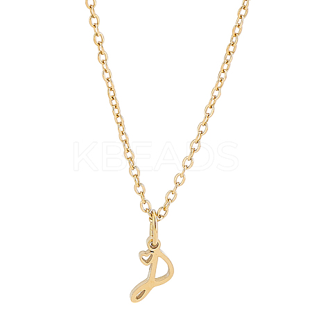 1pc 304 Stainless Steel Letter Pendant Necklaces NJEW-LP0001-39P-G-1