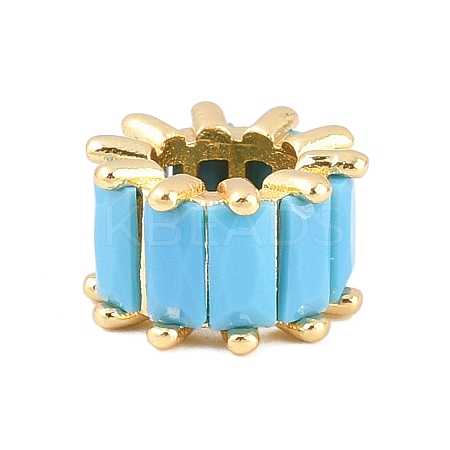 Brass Micro Pave Cubic Zirconia European Beads KK-C170-33G-1