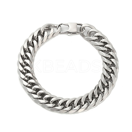 Non-Tarnish 304 Stainless Steel Cuban Link Chain Bracelets for Men BJEW-B093-03P-1