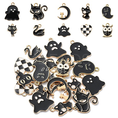20Pcs 10 Styles Alloy Enamel Pendants ENAM-YW0004-20-1