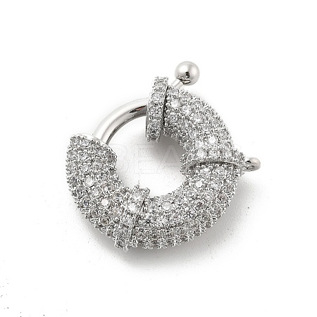 Brass Micro Pave Clear Cubic Zirconia Spring Ring Clasps KK-L228-42P-1