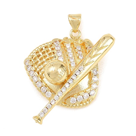Brass Micro Pave Cubic Zirconia Pendants KK-Z145-06G-01-1