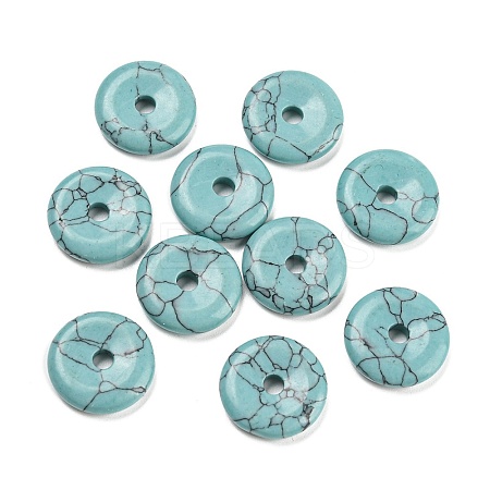 Synthetic Turquoise Dyed China Safety Buckle Pendants LS-G-B052-07-1