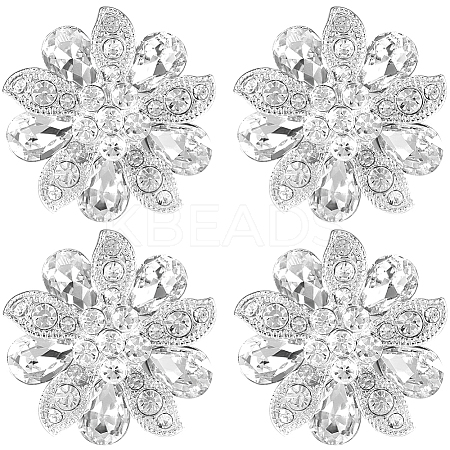 4Pcs 1-Hole Alloy Rhinestone Shank Buttons BUTT-GF0003-73-1