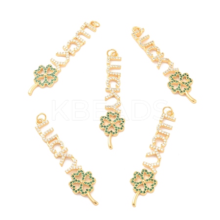 Eco-Friendly Brass Micro Pave Cubic Zirconia Pendants KK-K268-37G-1