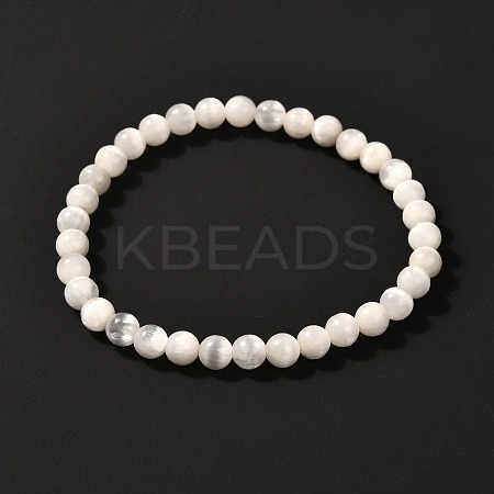 Natural Selenite Beads Stretch Bracelets BJEW-JB06620-01-1